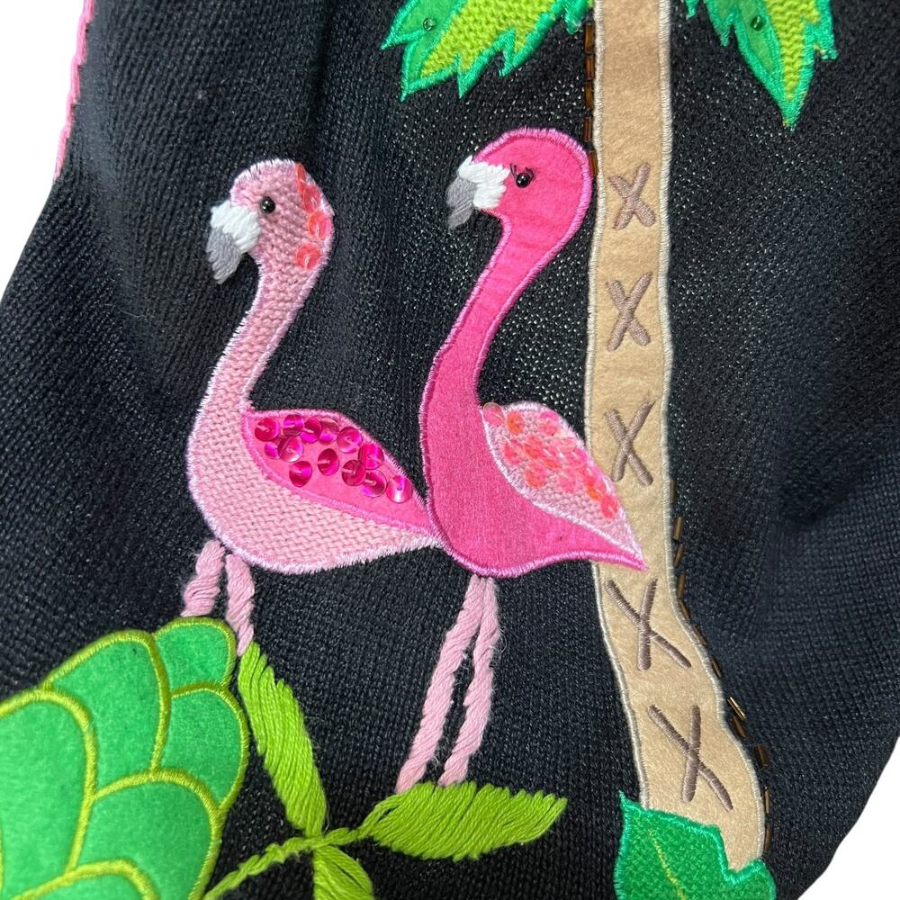 QUACKER FACTORY Funky Artsy Cardigan Sweater 3XL Flamingos Granny Teacher Cozy - Picture 5 of 9